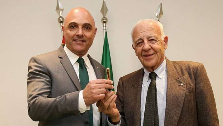 Galiotte e Del Grande em cerimônia de posse no Palmeiras