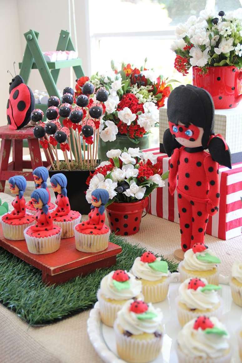 22. Decoração de aniversário infantil com tema festa ladybug – Por: Pinterest