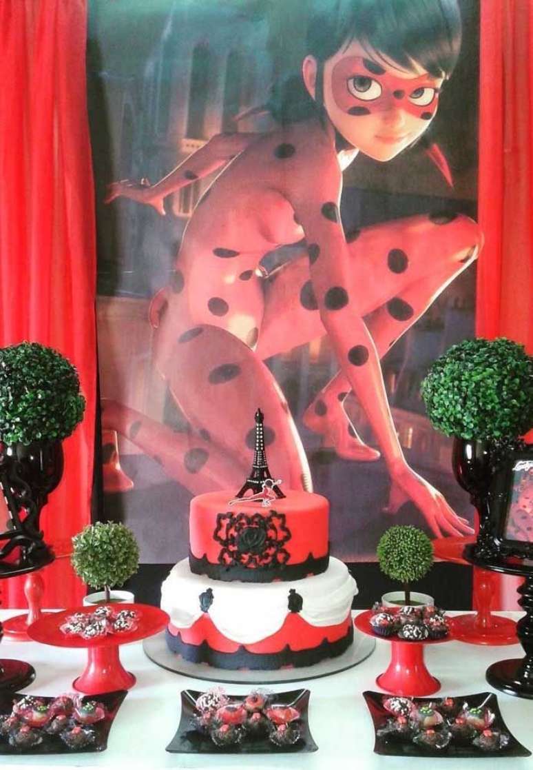 59. Festa ladybug com painel para decorar a festa – Por: Pinterest