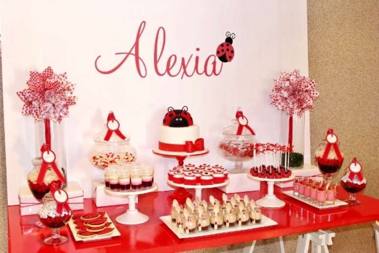 62. Festa ladybug com decora&ccedil;&atilde;o vermelha e branca &ndash; Por: Pinterest