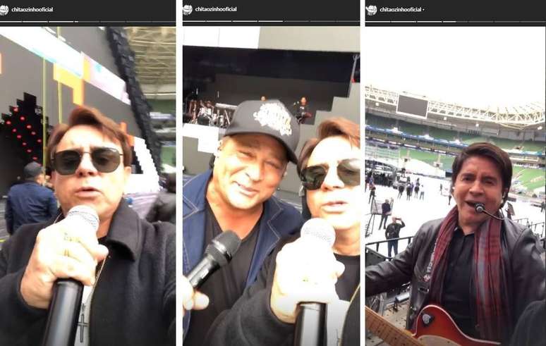 Chit&atilde;ozinho mostra momentos do ensaio do show dos Amigos em S&atilde;o Paulo ao lado de Leonardo e Xoror&oacute;.