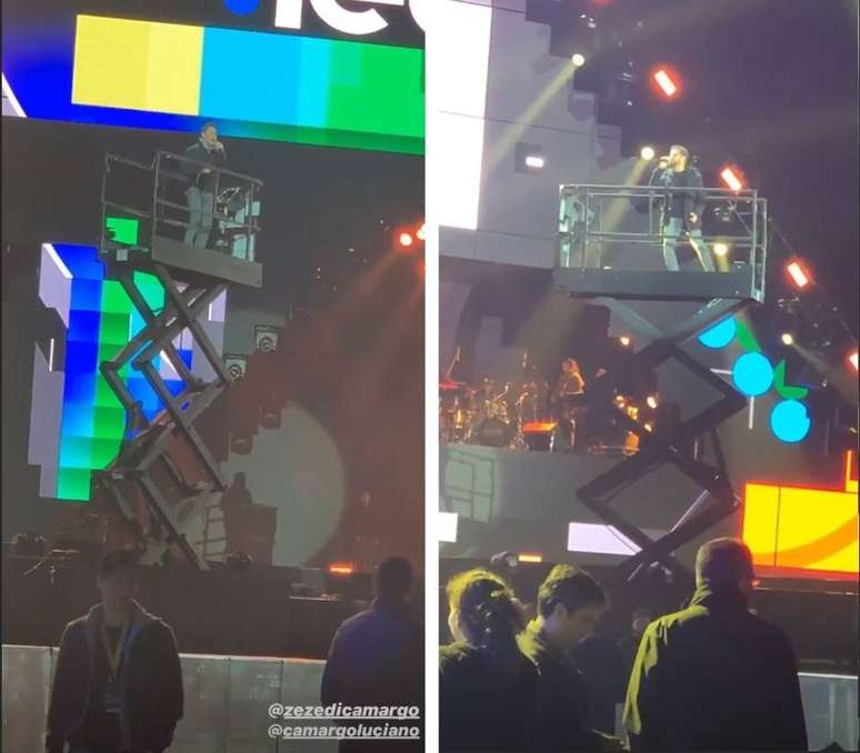 Zez&eacute; Di Camargo e Luciano durante ensaio do show Amigos em S&atilde;o Paulo.