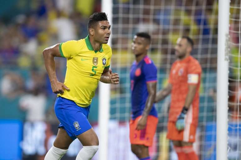 Casemiro no empate do Brasil com a Colômbia na noite desta sexta-feira (Foto: Lucas Figueiredo/CBF)