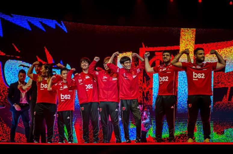 Flamengo comemora o título no CBLoL.