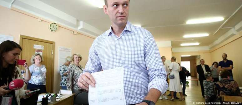 Líder oposicionista russo Alexei Navalny, durante votação