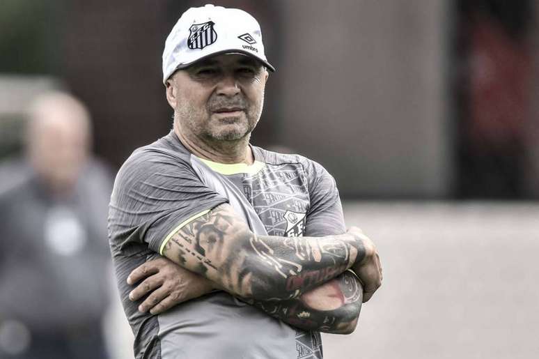 O técnico do Santos, Jorge Sampaoli