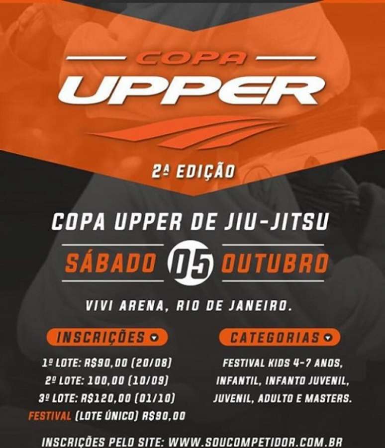 Segunda edição da Copa Upper de Jiu-Jitsu acontecerá no dia 5 de outubro, no Rio (Foto: Divulgação)