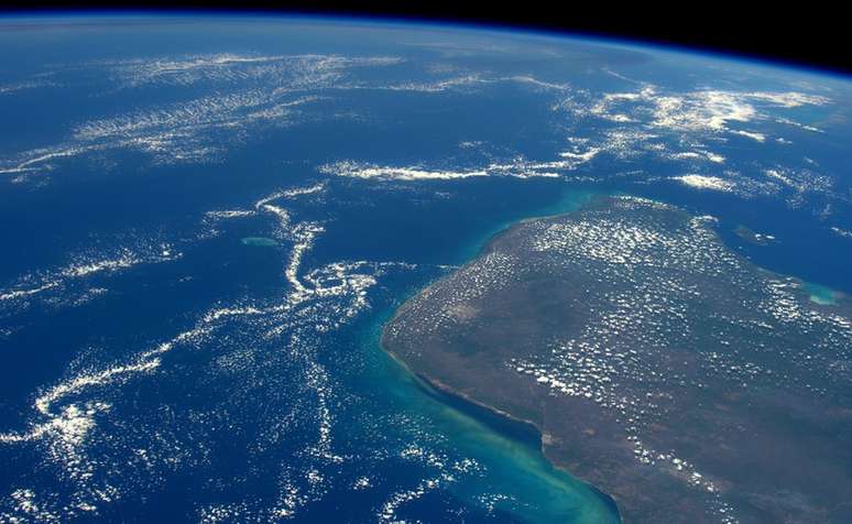 A península Yucatán vista da Estação Espacial Internacional