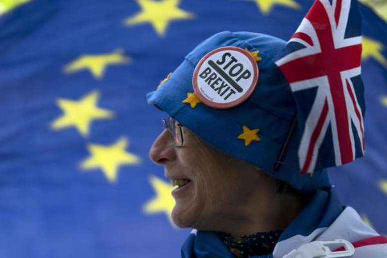 Manifestante protesta contra o Brexit em Londres