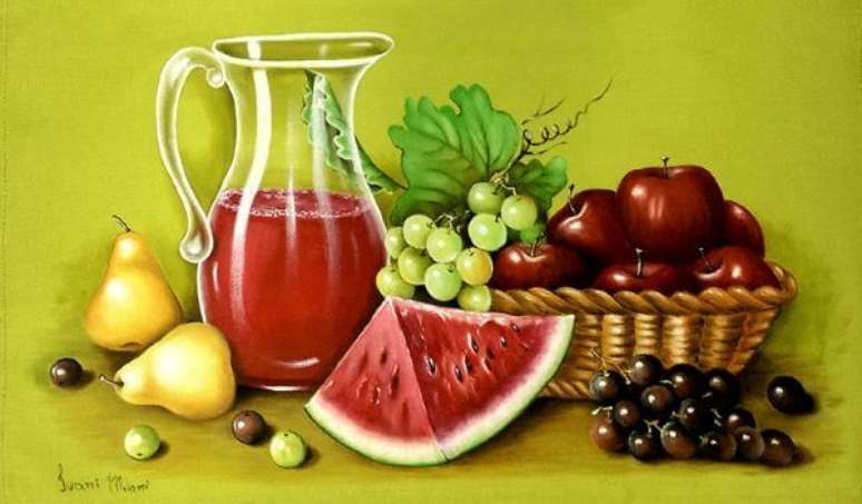 12. Frutas de pintura em pano de prato – Por: Pinterest