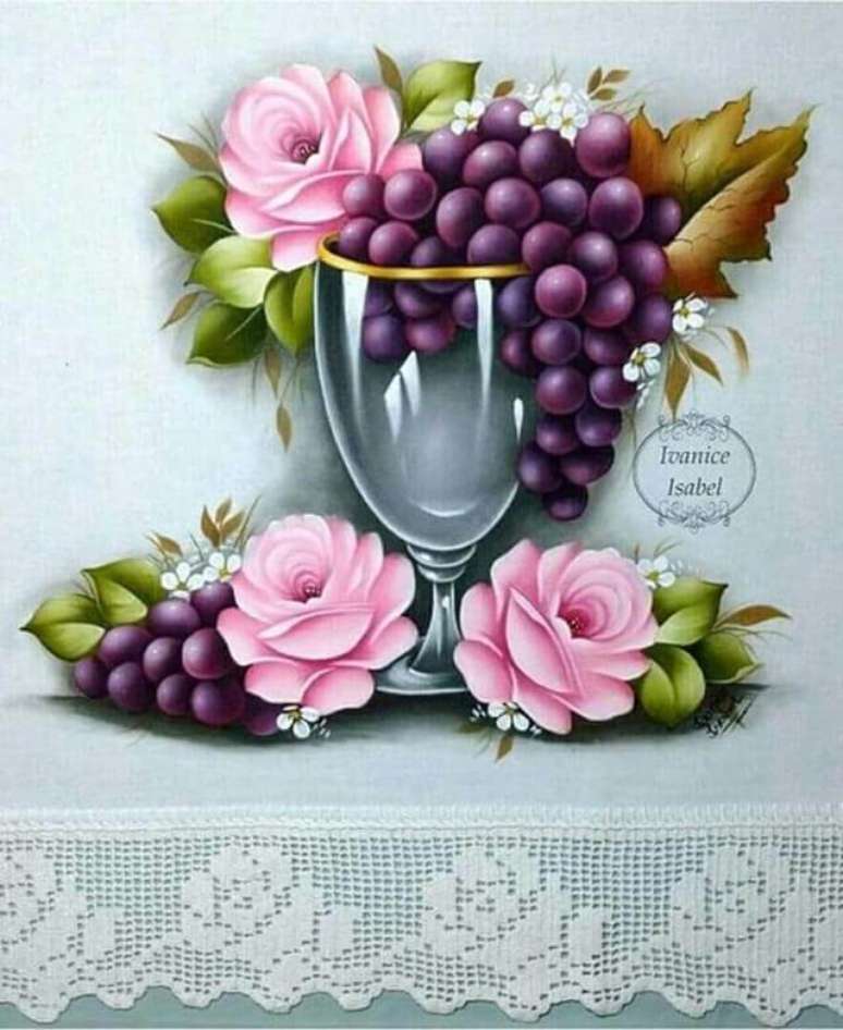 17. Pintura em pano de prato frutas &ndash; Por:&nbsp;Ivanice Isabel