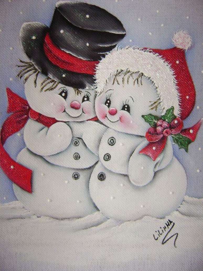 22. Pintura em pano de prato para usar no natal &ndash; Por: Pinterest