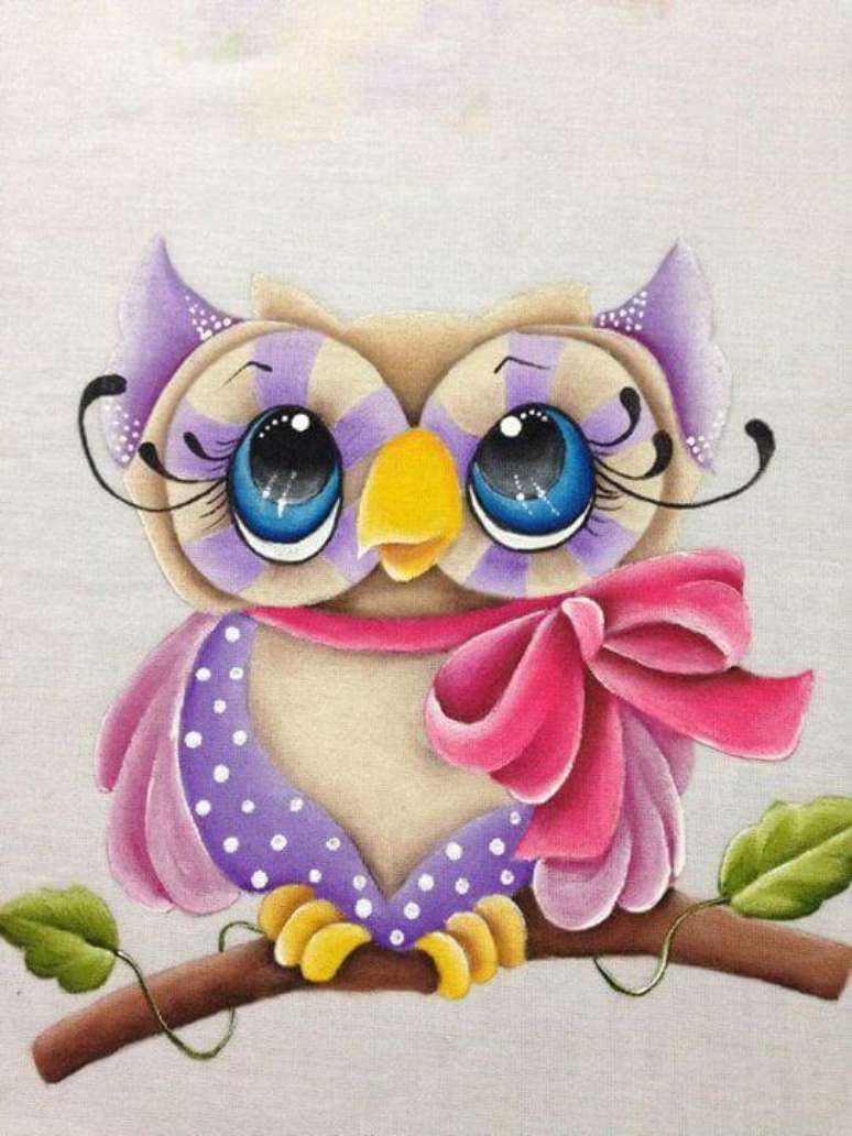 29. Pintura em pano de prato com coruja &ndash; Por: Pinterest