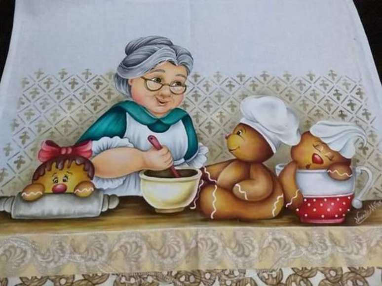 45. Pintura em pano de prato com detalhes lindos &ndash; Por: Pinterest