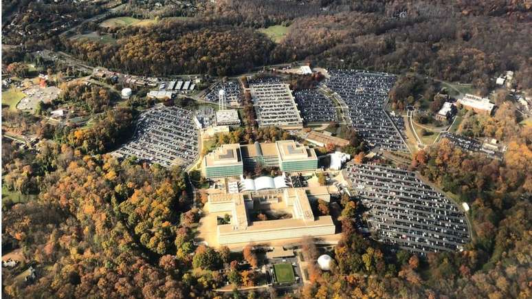 Imagem aérea da sede da CIA em Langley, no Estado da Virgínia