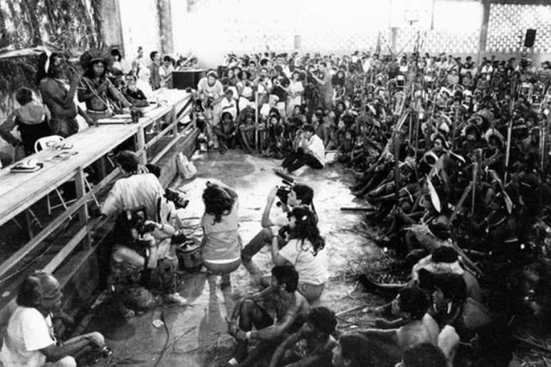 1º Encontro dos Povos Indígenas do Xingu reuniu em Altamira grupos contrários à construção de Belo Monte, em 1989