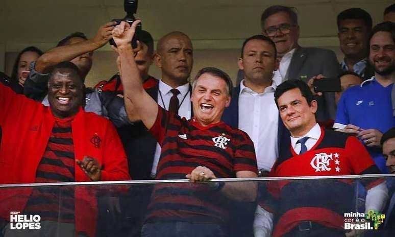 O deputado Helio Lopes, o presidente Jair Bolsonaro e o ministro Sérgio Moro