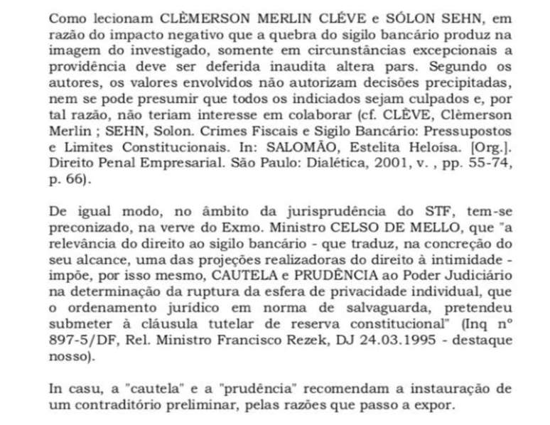 Trecho do despacho do juiz auxiliar Marcelo Martins Evaristo da Silva, da 16.ª Vara de Fazenda Pública do Rio