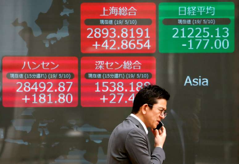 Telão mostra índices acionários asiáticos em Tóquio, Japão
10/05/2019
REUTERS/Issei Kato
