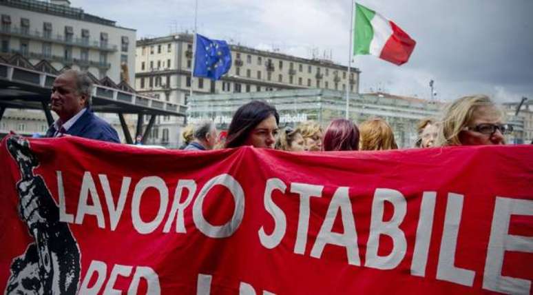 Manifestação de desempregados na Itália