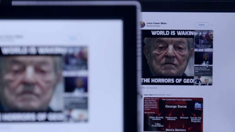 Meme contra Soros que circula na internet; bilionário virou tema de diversas teorias da conspiração
