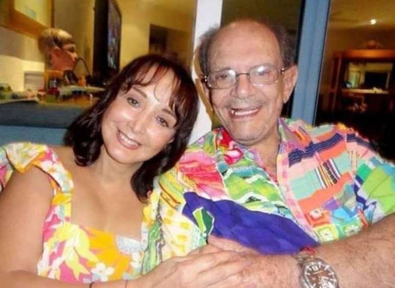 A atriz mexicana Maria Antonieta de Las Nieves, conhecida como a Chiquinha do seriado 'Chaves', e o marido Gabriel Fernández, que morreu em setembro deste ano.