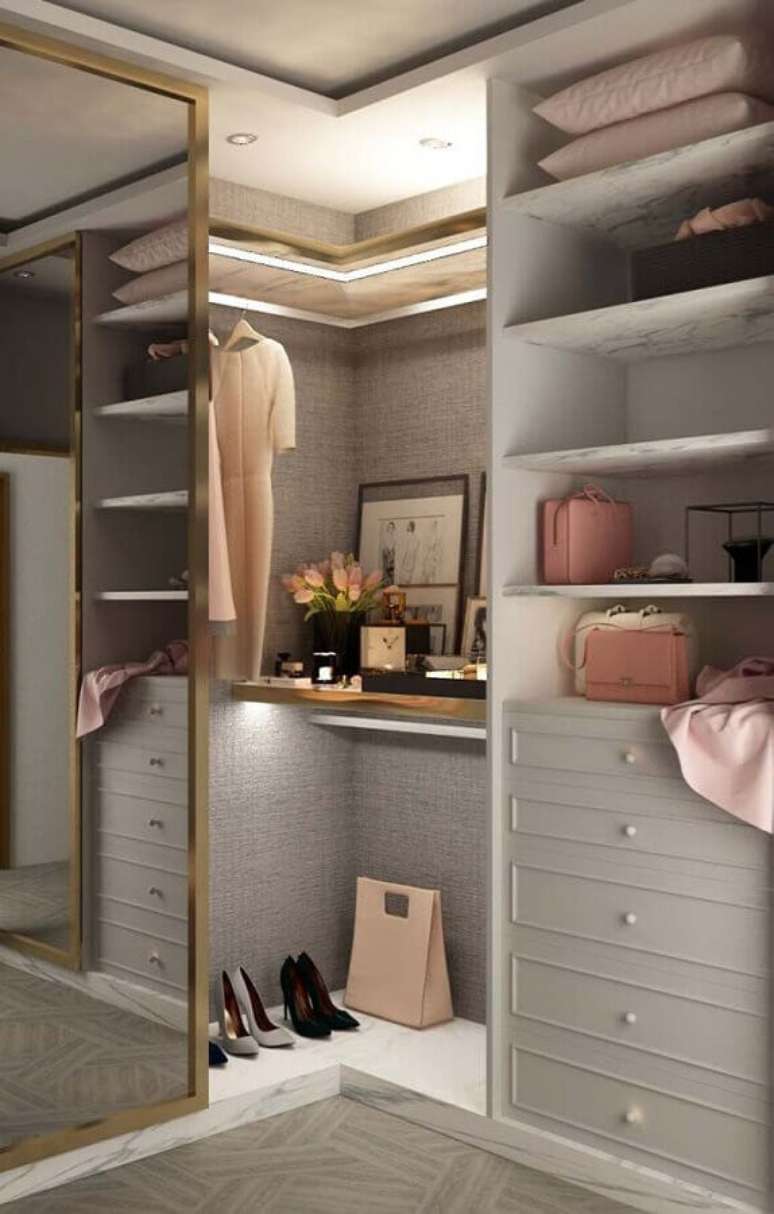 9. Invista na decora&ccedil;&atilde;o moderna para o closet luxuoso &ndash; Foto: Webcomunica