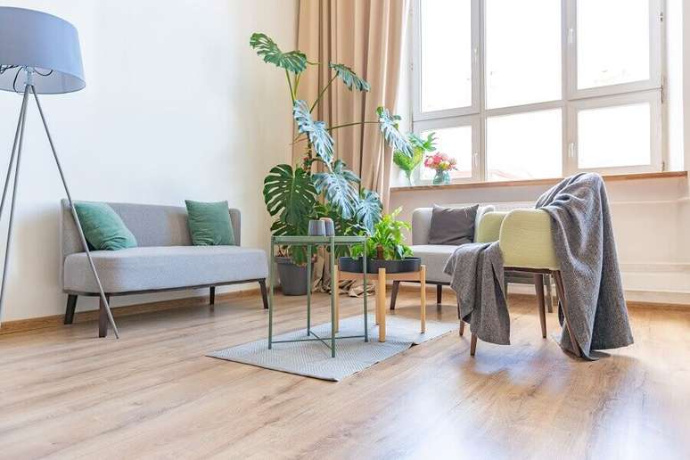 2. Decora&ccedil;&atilde;o para sala com ampla janela e vaso com costela de Ad&atilde;o &ndash; Foto: Habitissimo