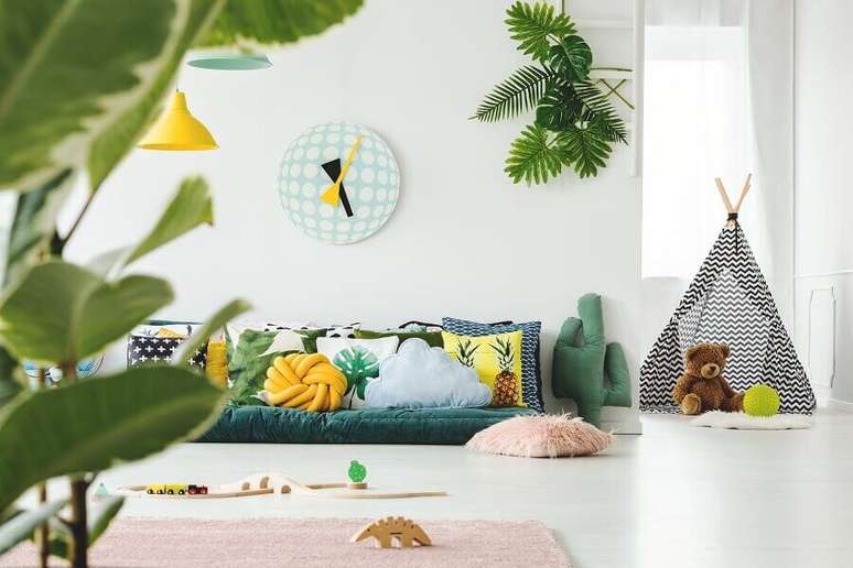 15. Decoração para sala verde e branca – Foto: Habitissimo