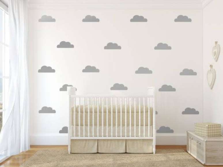 18. Quarto e bebê com stencil para parede de nuvem – Por: Pinterest