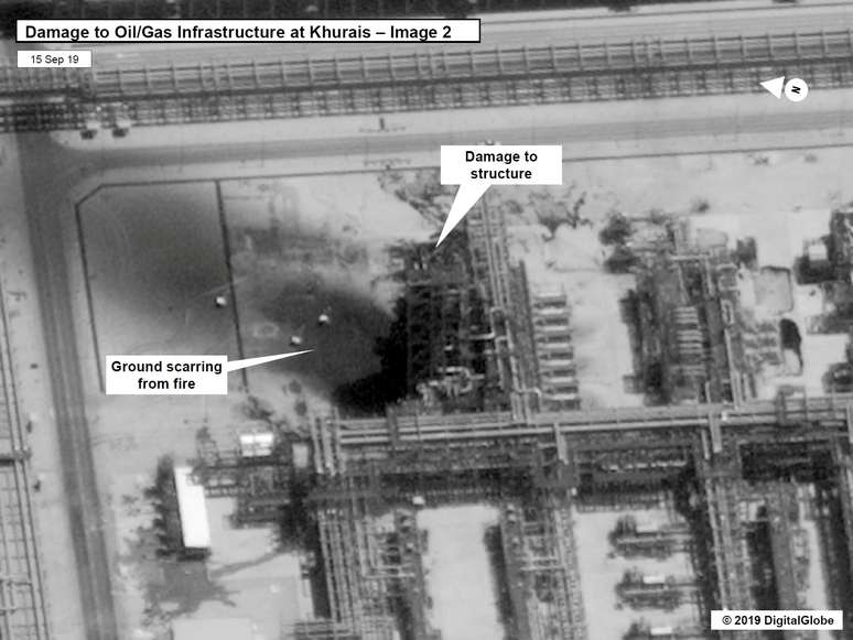 Imagem de satélite da instalação saudita atacada
16/09/2019
Governo dos EUA/DigitalGlobe/via REUTERS