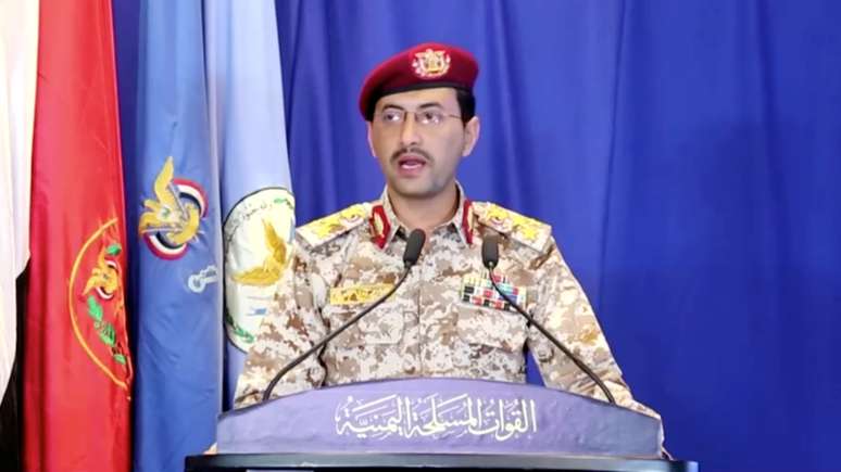 Yahya Saria fala durante pronunciamento televisionado
18/09/2019
Centro de M&iacute;dia Houthi/ReutersTV via REUTERS