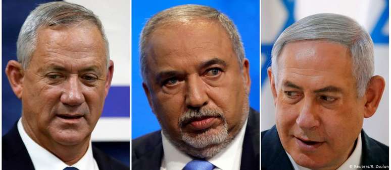 Gantz, Lieberman e Netanyahu: nenhum tem poder para governar sozinho, e condições para união não têm consenso