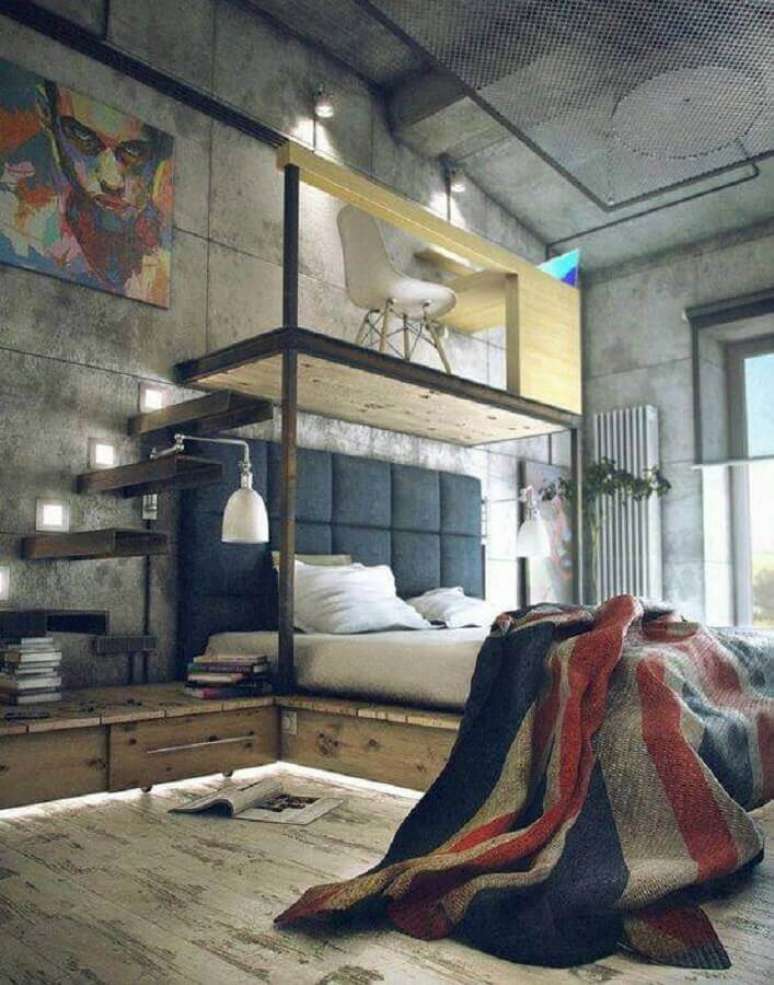60. Invista em um mezanino personalizado para o seu loft com decora&ccedil;&atilde;o industrial &ndash; Foto: The Cuddl