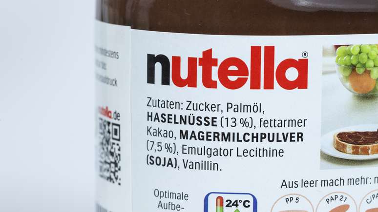 13% da Nutella é composta por avelãs; ela também inclui açúcar, óleo de palma e cacau