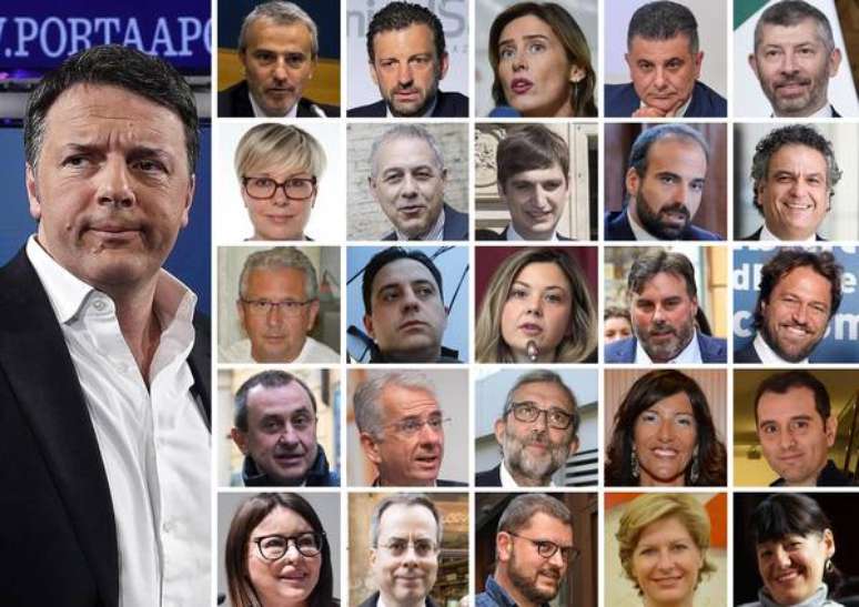 Renzi e parlamentares que aderiram a seu novo projeto político