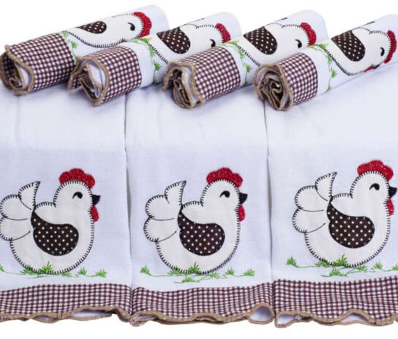 74. Pano de prato bordado com o mesmo modelo &ndash; Por: Borda Bordados