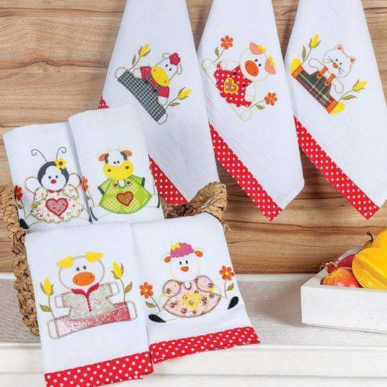 76. O pano de prato bordado com animais fica lindo &ndash; Por: Americanas