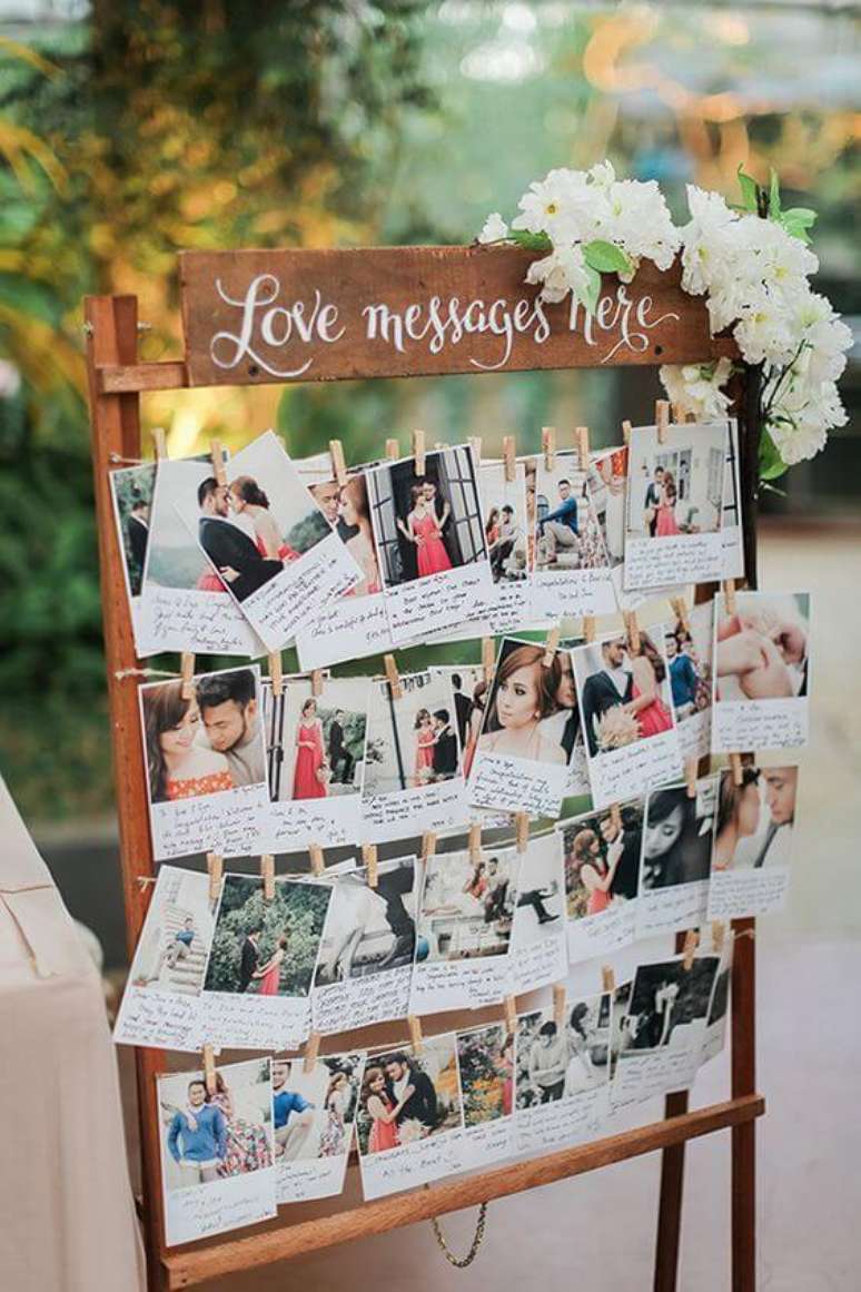 4. O casamento fica ainda mais lindo com o painel de fotos para festa – Por: Pinterest