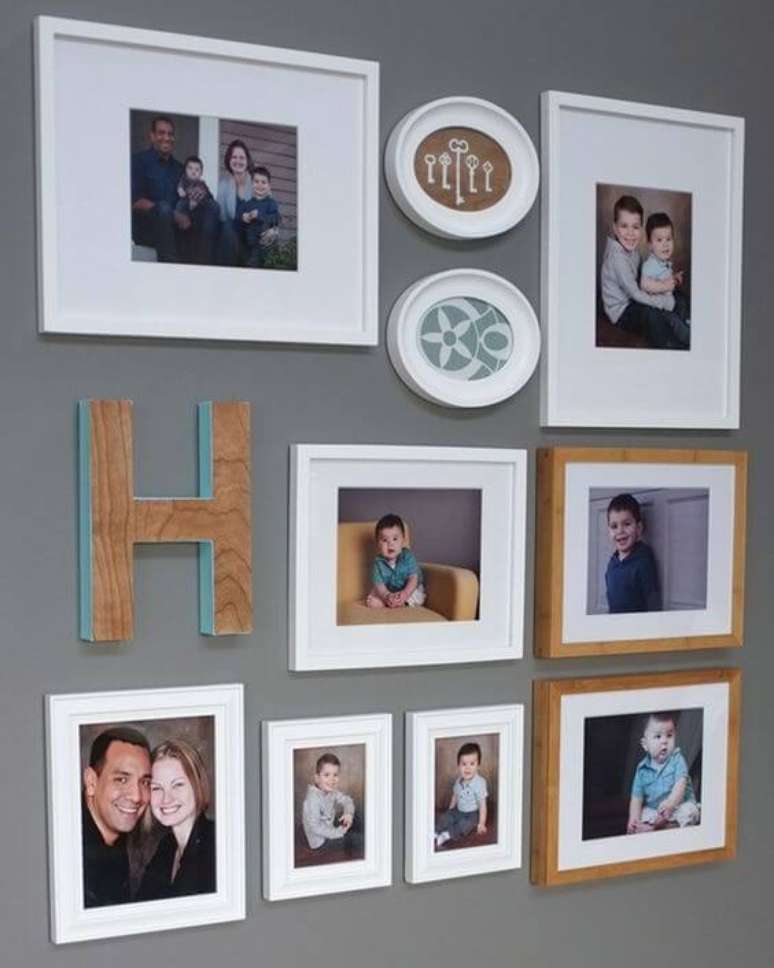 14. Painel de fotos com detalhes lindos na parede para deixar mais personalizado &ndash; Por: Pinterest