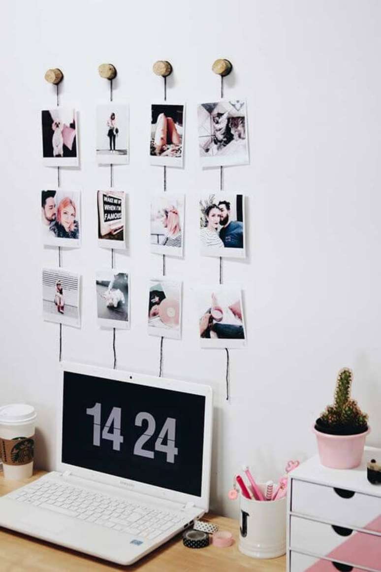 45. Use o painel de fotos para seu quarto ser ainda mais bonito &ndash; Por: Pinterest