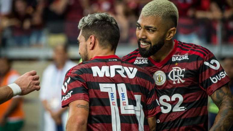 Gabigol e Arrascaeta brilharam na vitória do Flamengo (Foto: Alexandre Vidal/Flamengo)
