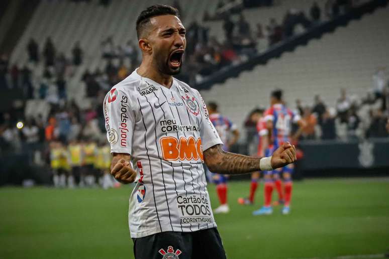 Clayson, do Corinthians, comemora seu gol contra o Bahia, pela 20ª rodada do Campeonato Brasileiro 2019, na Arena Corinthians
