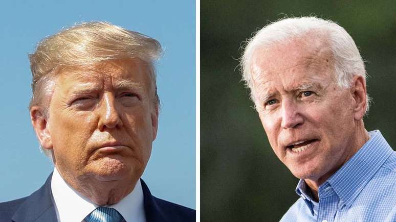 Informante diz que Trump pediu a líder ucraniano para investigar Biden (dir.) e seu filho