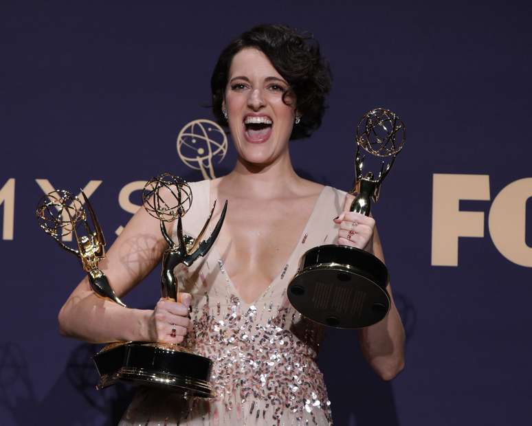 Phoebe Waller-Bridge posa com prêmios Emmy recebidos por 'Fleabag'
22/09/2019
REUTERS/Monica Almeida