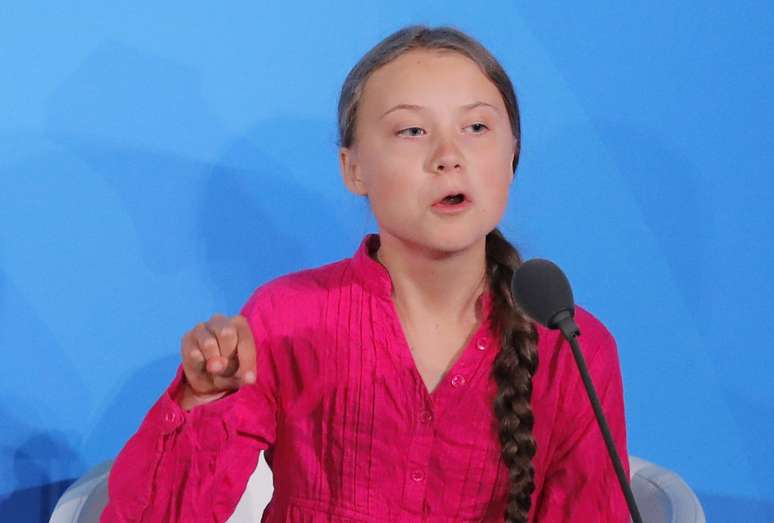 Greta Thunberg fala durante reuni&atilde;o da ONU 23/9/2019 REUTERS/Lucas Jackson