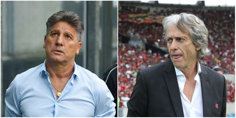 Renato Gaúcho, técnico do Grêmio, e Jorge Jesus, do Flamengo