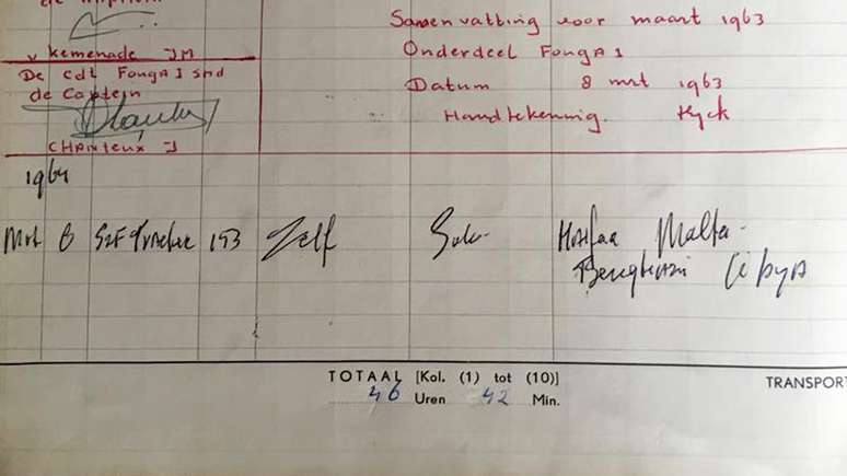 Van Eijck registrou seu voo solo para Bengasi em seu di&aacute;rio de bordo...