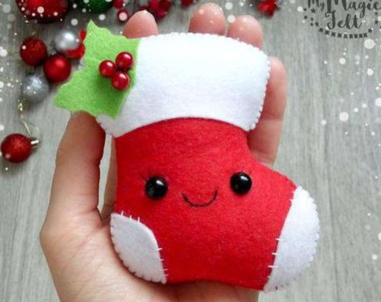 34- Lembrancinha de natal de feltro e bordado