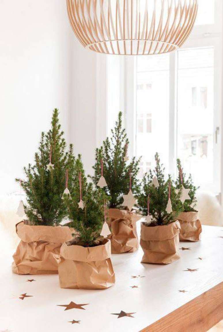 36- Que tal presentear seus convidados com uma pequena árvore como lembrancinha de natal?